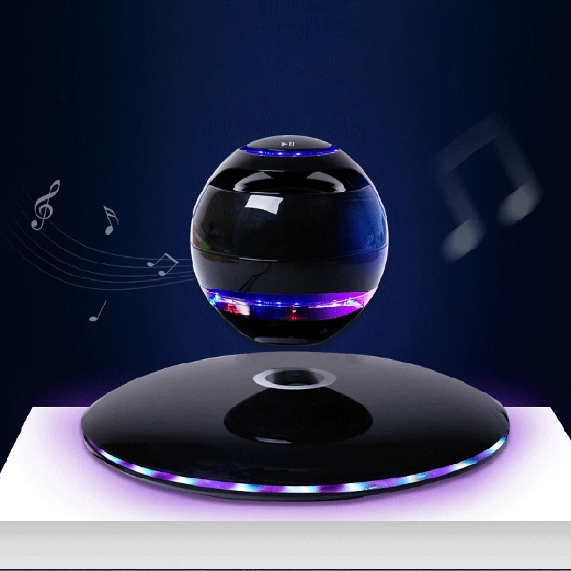 IG- Магнитный левитационный 3D bluetooth-динамик вращающийся с красочной светодиодный поддержкой для IOS Android телефон Hands-Free Звонки черный