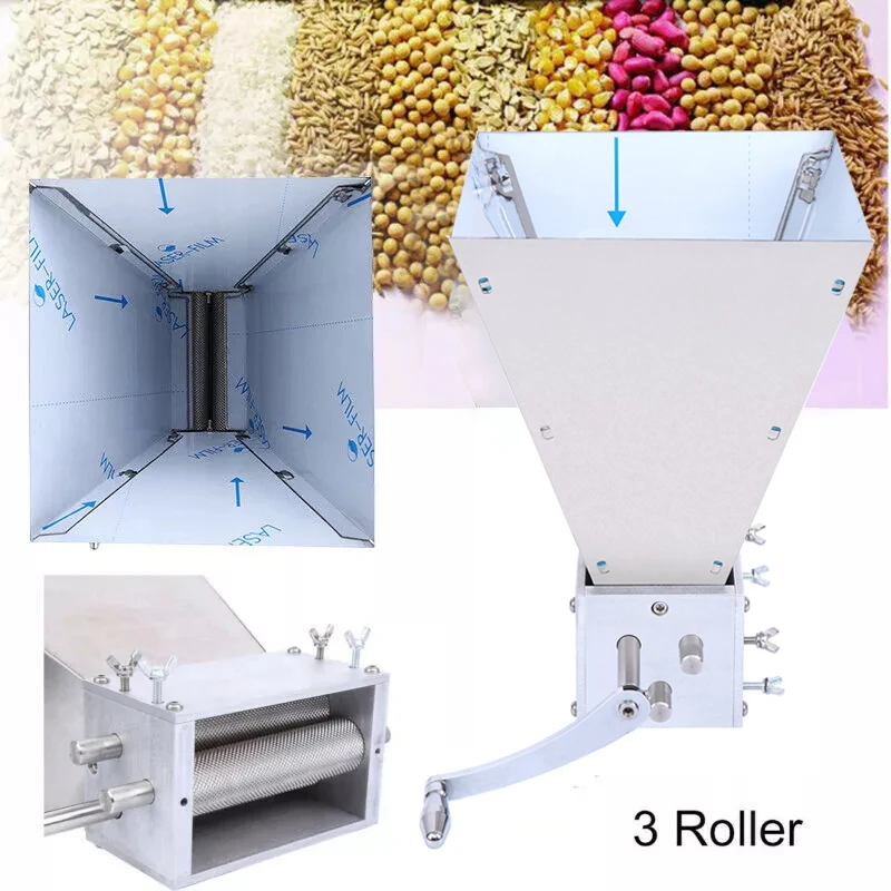 3roller Stainless Steel Grain Mill Barley Malt Grinder, Crusher Grain