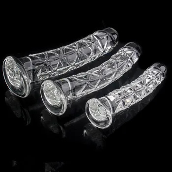 3 size Crystal Big Glass Dildo Realistic Penis Artificial Anal Dildo G-spot Stimulate Female Masturbates Glass Dildos for Women 5