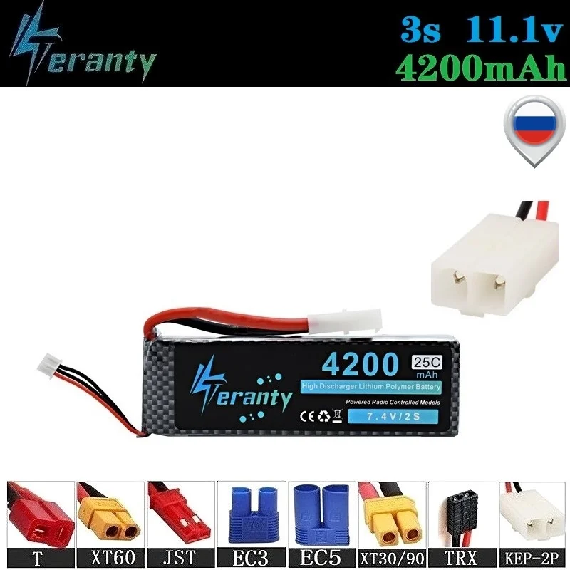 2P соединители Tamiya 11,1 V 4200mAh MAX 35C 3S LiPo батарея для Радиоуправляемый Дрон, автомобиль роботы лодка 3S 4200mah 11,1 V аккумуляторная батарея