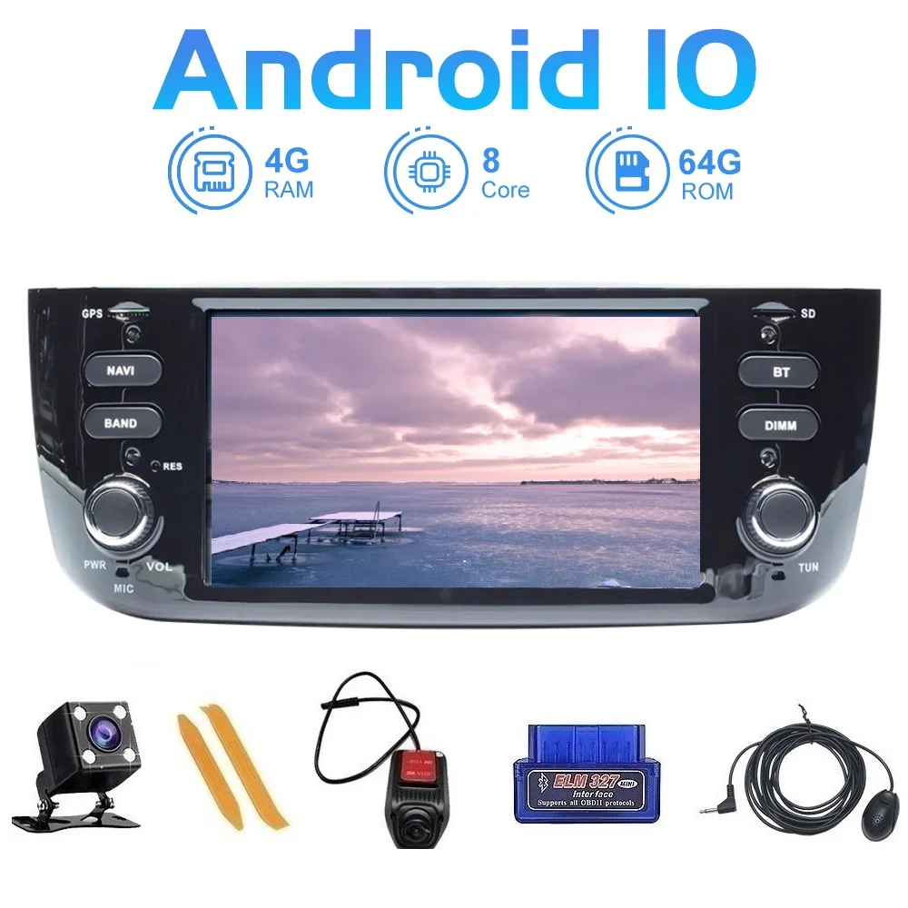 TOOPAI Android10 Auto Radio For Fiat Punto Linea evo 2012-2015 GPS Navigation Car Media Multimedia Player Steering Wheel Control