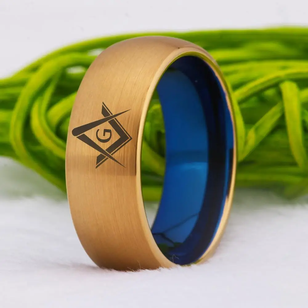 

New Masonic Ring Classic 8mm Men's Tungsten Carbide Ring Masonic Compass Square Free Mason Wedding Ring Anniversary Gift Rings