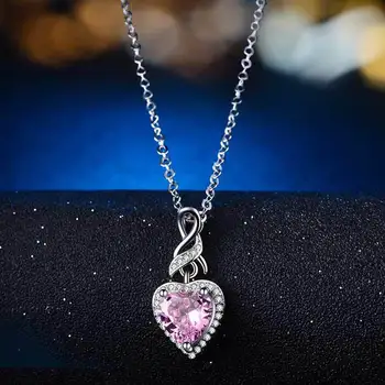 

Simple Ocean Heart Necklace Female Simple Heart-Shaped Pendant Female Korean-Style Clavicle Chain love necklace for women