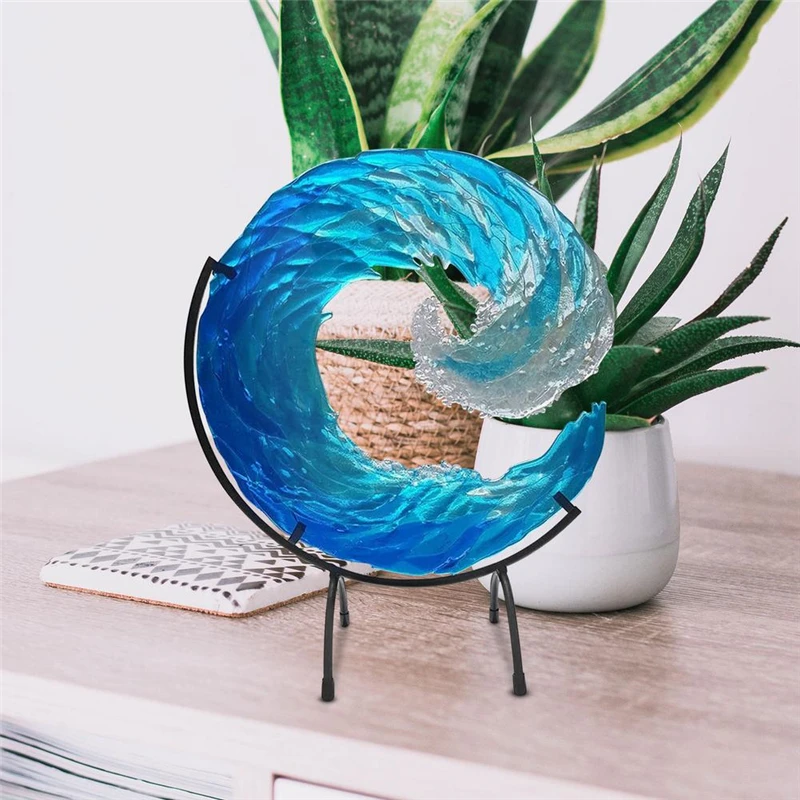 Ocean Wave Sculpture Creative Gradient Blue Wave Fused Ornament Resin Art Crafts For Room Home Desktop Decor With Stand 1 | Ocean Wave Sculpture Creative Gradient Blue Wave Fused Ornament Resin Art Crafts For Room Home Desktop Decor With Stand 1