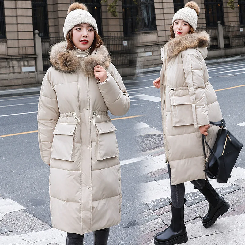 

Down cotton jacket women casual self-cultivation 2021 new mid-length over-the-knee thick coat women's clothing
