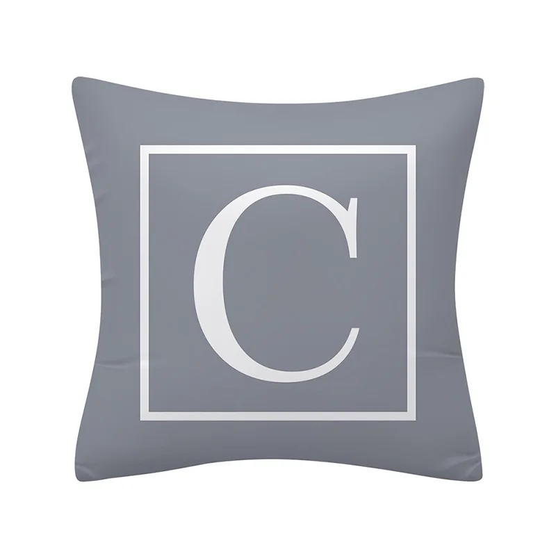 1 шт. серого цвета с изображением букв алфавита декоративная наволочка на подушку