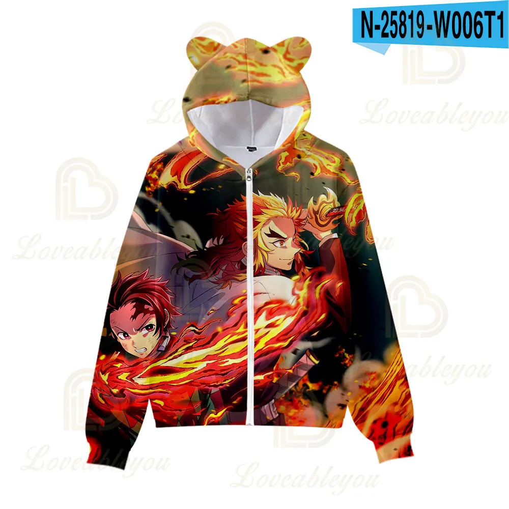 

Mugen Ressha-Hen Kimetsu No Yaiba Kids Hooded Cosplay Demon Slayer Male Cosplay Costume Zipper Hoodie Sweatshirt Jacket Men Boys