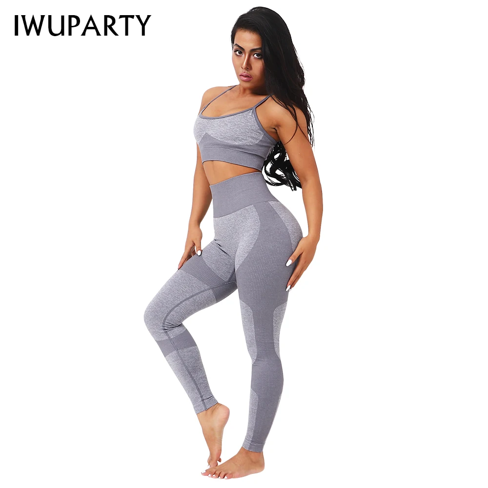 Goedkoop Vitale Naadloze Leggings Beha Yoga Set 2 Stuk Vrouwen Workout Gym Kleding Push Up Fitness Hoge Taille Patchwork Sportkleding Pak