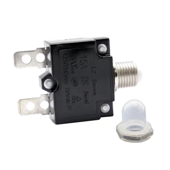 

2X 15Amp Circuit Breaker Overload Protector Switch + Clear Waterproof Cap