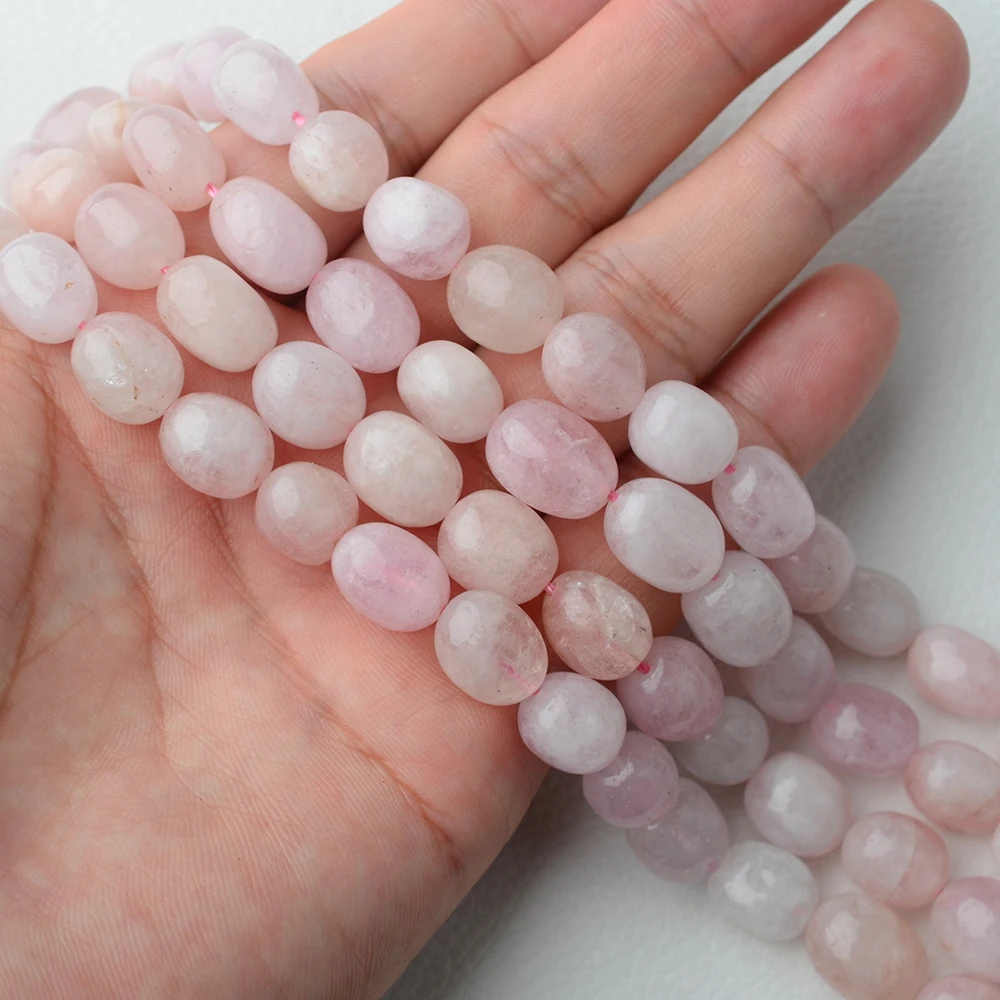 1 Strand Natural Genuine Pink Beryl Morganite Nugget Free Form Fillet Irregular Pebble DIY Necklaces Bracetls Beads 15