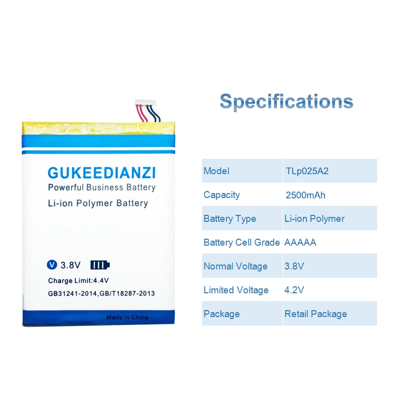 GUKEEDIANZI TLp025A2 2500 Аккумулятор для телефона, мАч для Alcatel One Touch Onetouch POP C9 Dual 7047D Idol X Plus OT 6043D 8000D 8008D