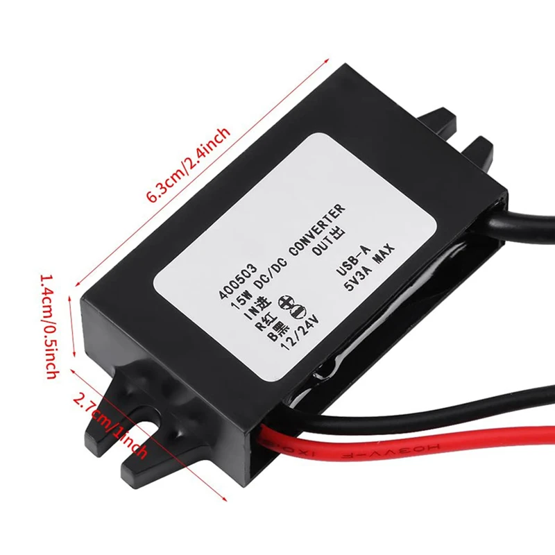 Преобразователь напряжения 12 В 24 в USB 5 3 А 15 Вт понижающий адаптер постоянного