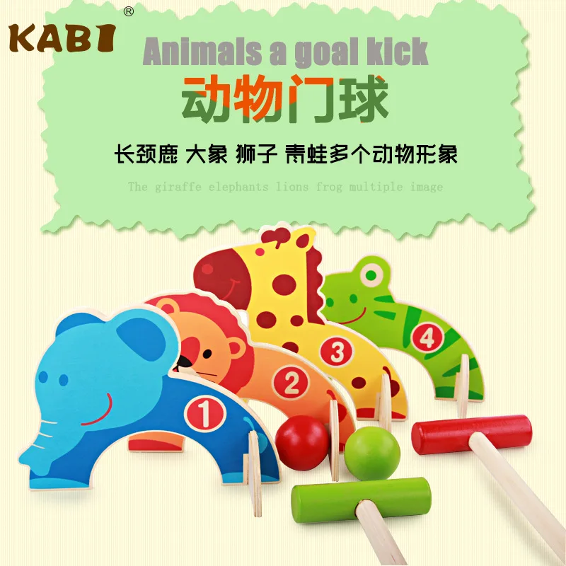 

CHILDREN'S Wooden Toy Family Parent And Child Desktop Golf Game Educational Toy Cartoon Animal Gate Ball