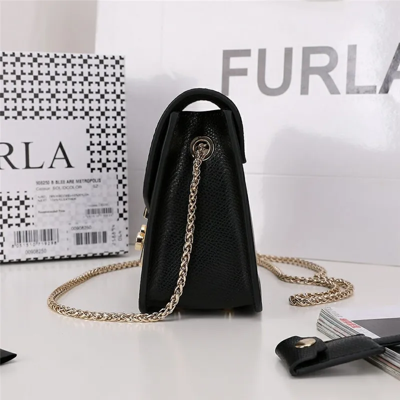 Оригинальные женские сумки FURLA, высококачественные женские кожаные сумки Furla черного цвета, размеры S 16,5 см x 12 см x 8 см