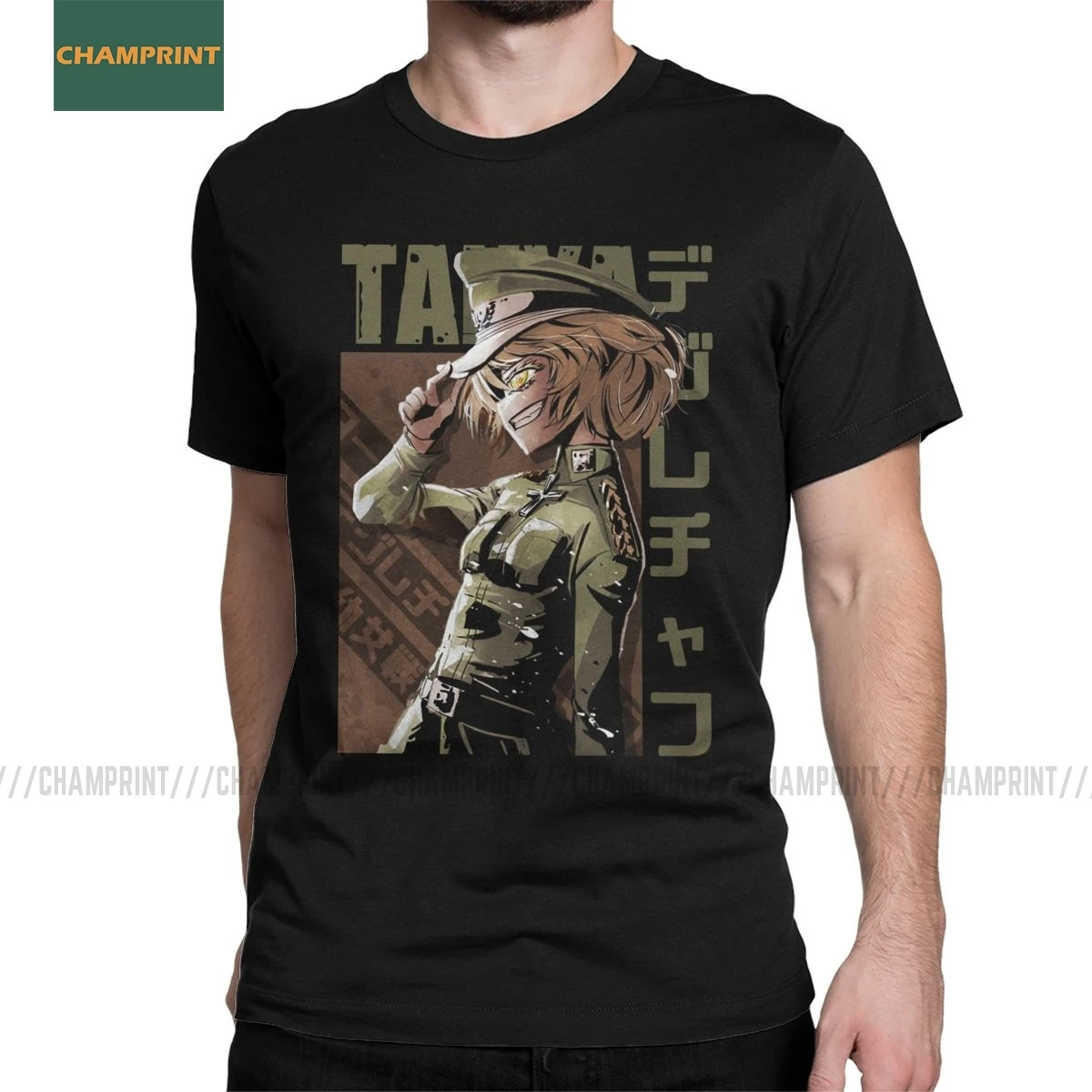 Мужская футболка Youjo Senki Tanya, Уникальные футболки из хлопка, футболки с коротким рукавом из аниме Von Empire War Evil, топы с круглым воротником