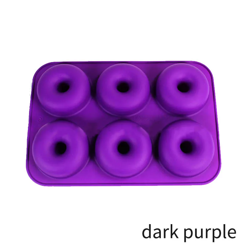 dark purple Силиконовые формы для пончиков многоразовые антипригарные противни для выпечки термостойкие 6 полости Кухонные гаджеты - Цвет: dark purple