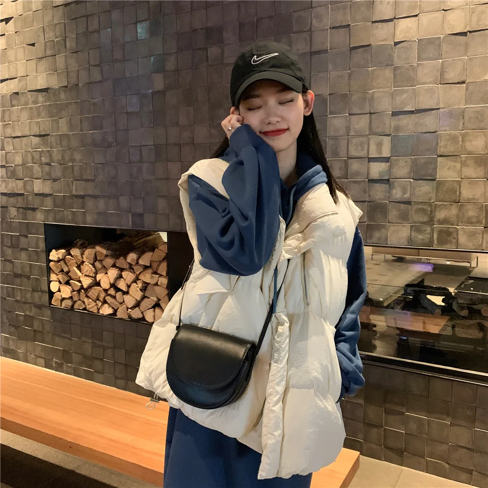 Down Feather Cotton Vest Women's New Style Autumn And Winter Short Students Bread Cotton Coat Sleeveless Coat Thick Waistco