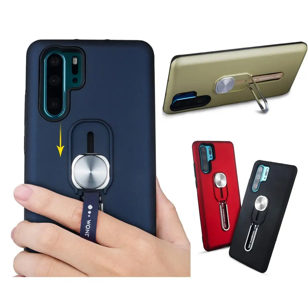 Гибридный чехол с кольцом-ремешком на палец для Huawei P30 Pro противоударный