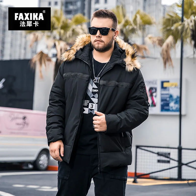 FAXIKA/мужская одежда больших размеров, камуфляжная хлопковая одежда с гагачьим пухом, новинка, зимнее пальто для увеличения жира