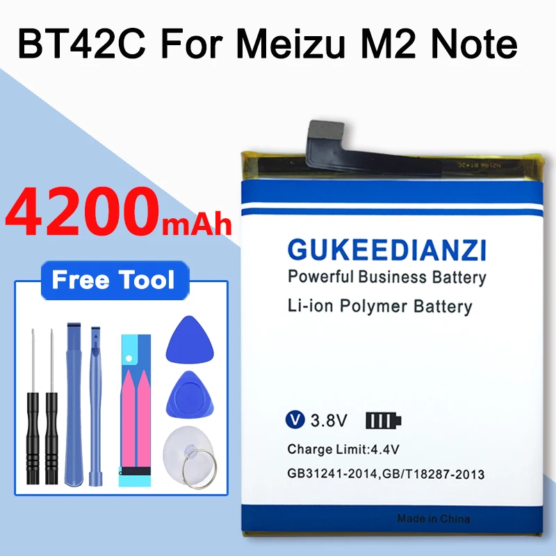 Аккумулятор GUKEEDIANZI 4900 мАч для Meizu BT42C BT61(версия M) BT41 BA611 BT710 U10, аккумулятор для мобильного телефона, сменная батарея - Цвет: For Meizu BT42C