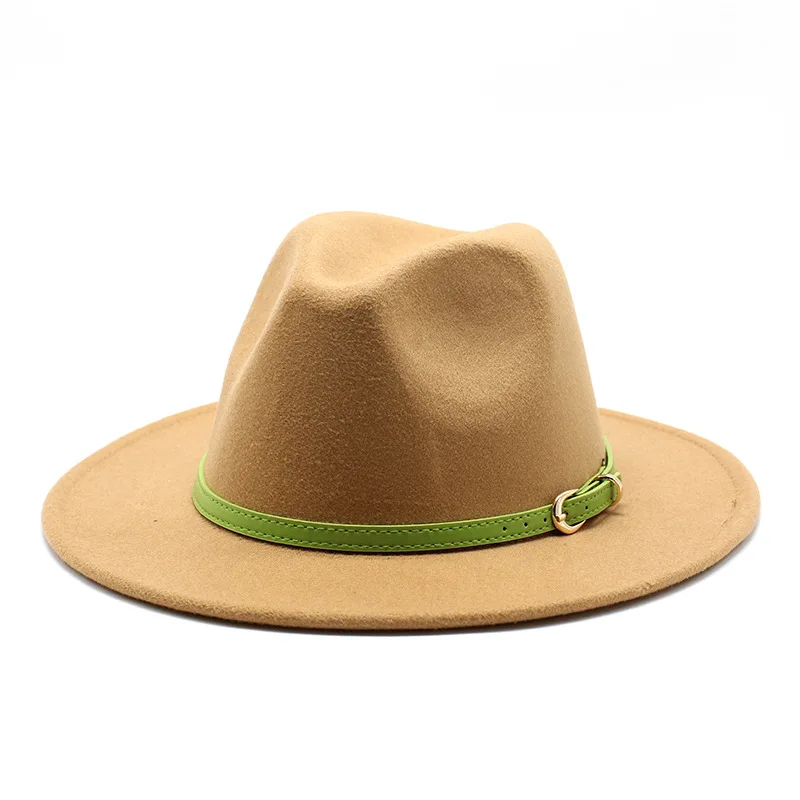 red bottom fedora hat Men Fedora hats women Cowboy Simple woolen hat jazz hats British style hat Fashion hat autumn winter big along Multicolor hat white fedora