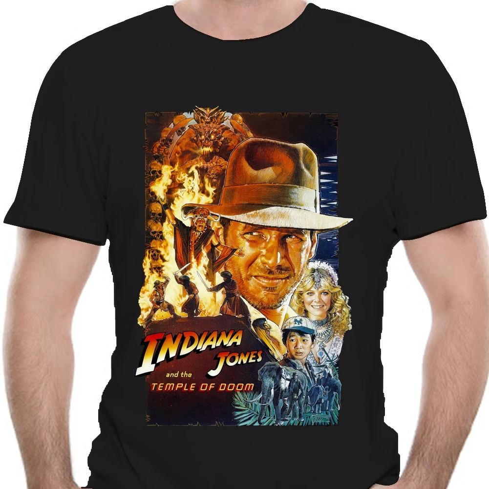 INDIANA JONES AND THE TEMPLE OF DOOM v.2 Movie Poster T shirt Black all sizes Cool Casual pride t shirt men Unisex Fashion