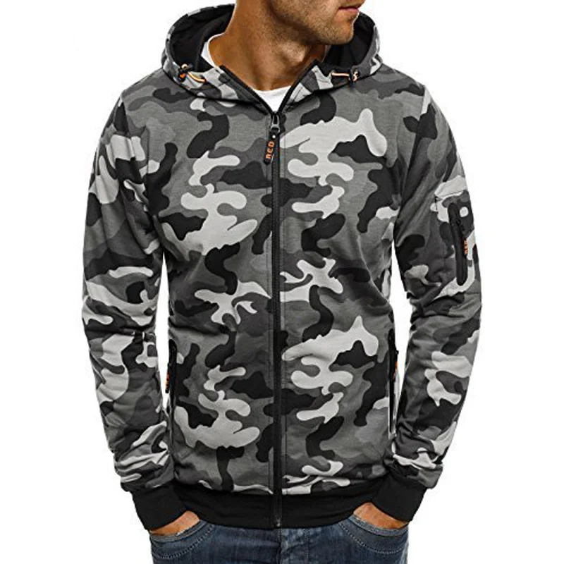 

M-5XL Mens Hoodies Camouflage Plus Size Hooded Long Sleeve Hoodie For Men Zipper Streetwear Sweatshirt Males Clothes Sweatshirts