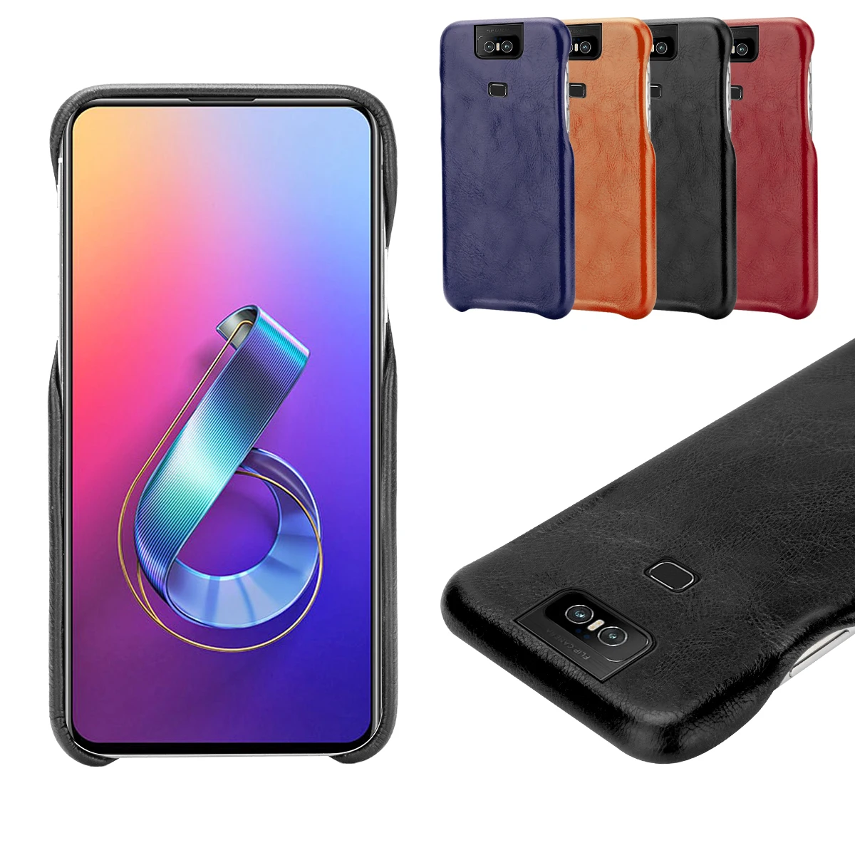 Для Asus Zenfone 6 ZS630KL Чехол Премиум искусственная кожа бизнес имитация воловьей кожи