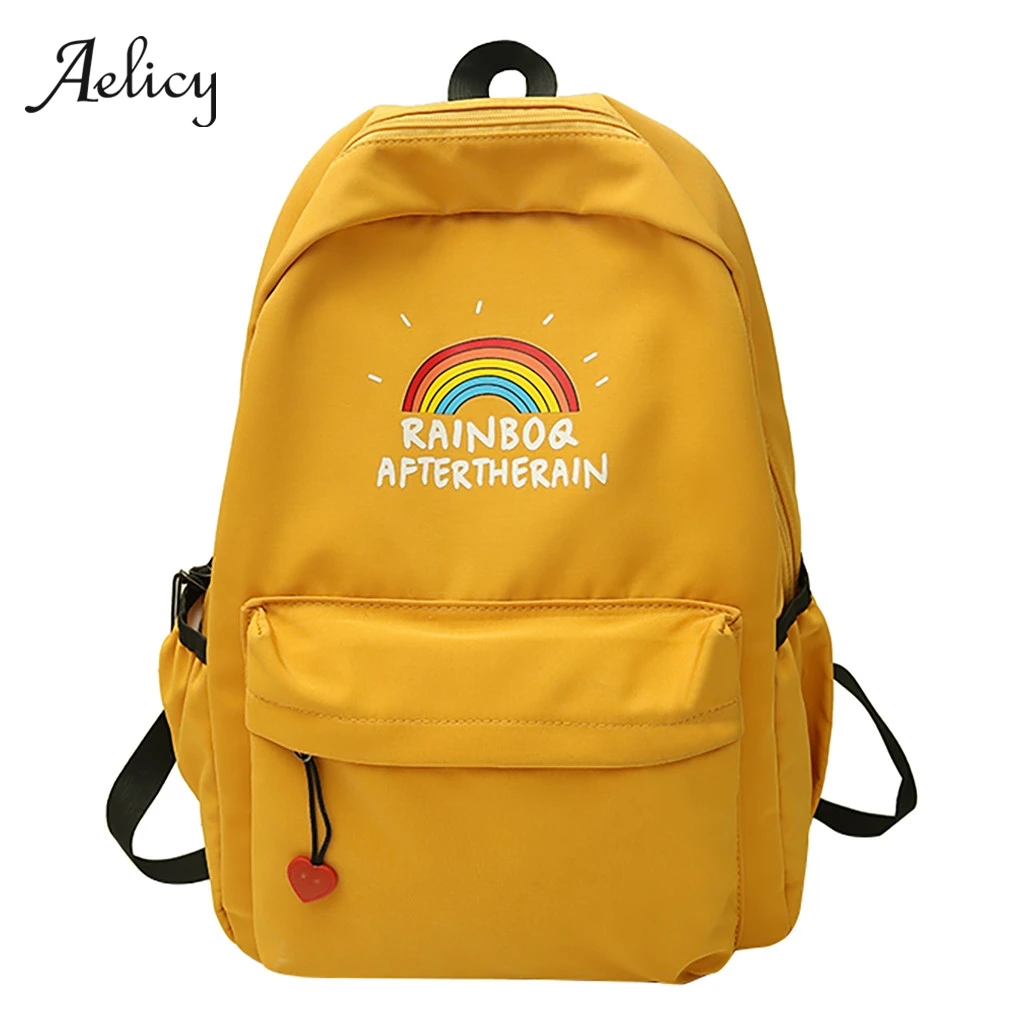Aelicy женский холщовый студенческий Рюкзак Школьная Сумка Радуга ранец милый