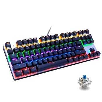 

Mechanical Keyboard 87 keys Switch Gaming Keyboards for Tablet Desktop with LED Adjustable Backlight Russian Sticker