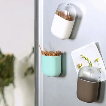 

Creative Magnet Portable Toothpick Storage Box Refrigerator Microwave Plastic Household Table Toothpick Machine