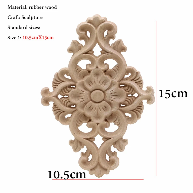 Европейское украшение ретро из натурального дерева аппликация Onlay наклейка резиновые фигурки Цветочная большая Роза Корона листья винтажный домашний декор - Цвет: 15cmX10.5cm