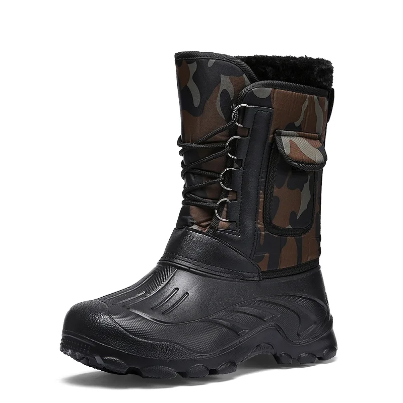 MARSON/мужские ботинки; новые зимние камуфляжные бархатные ботинки; мужские теплые уличные Нескользящие мужские ботинки для альпинизма - Цвет: brown