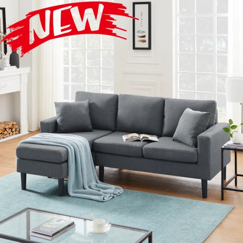 

Reversible Sectional Sofa the Ottoman and Seat Cushion are Removable Living Room Furniture