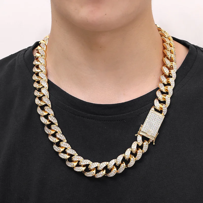 16-3" 18 мм золотой цвет AAA CZ камень кубинская звеньевая цепочка Ожерелье для мужчин хип-хоп Bling Iced Out CZ ожерелье s ювелирные изделия