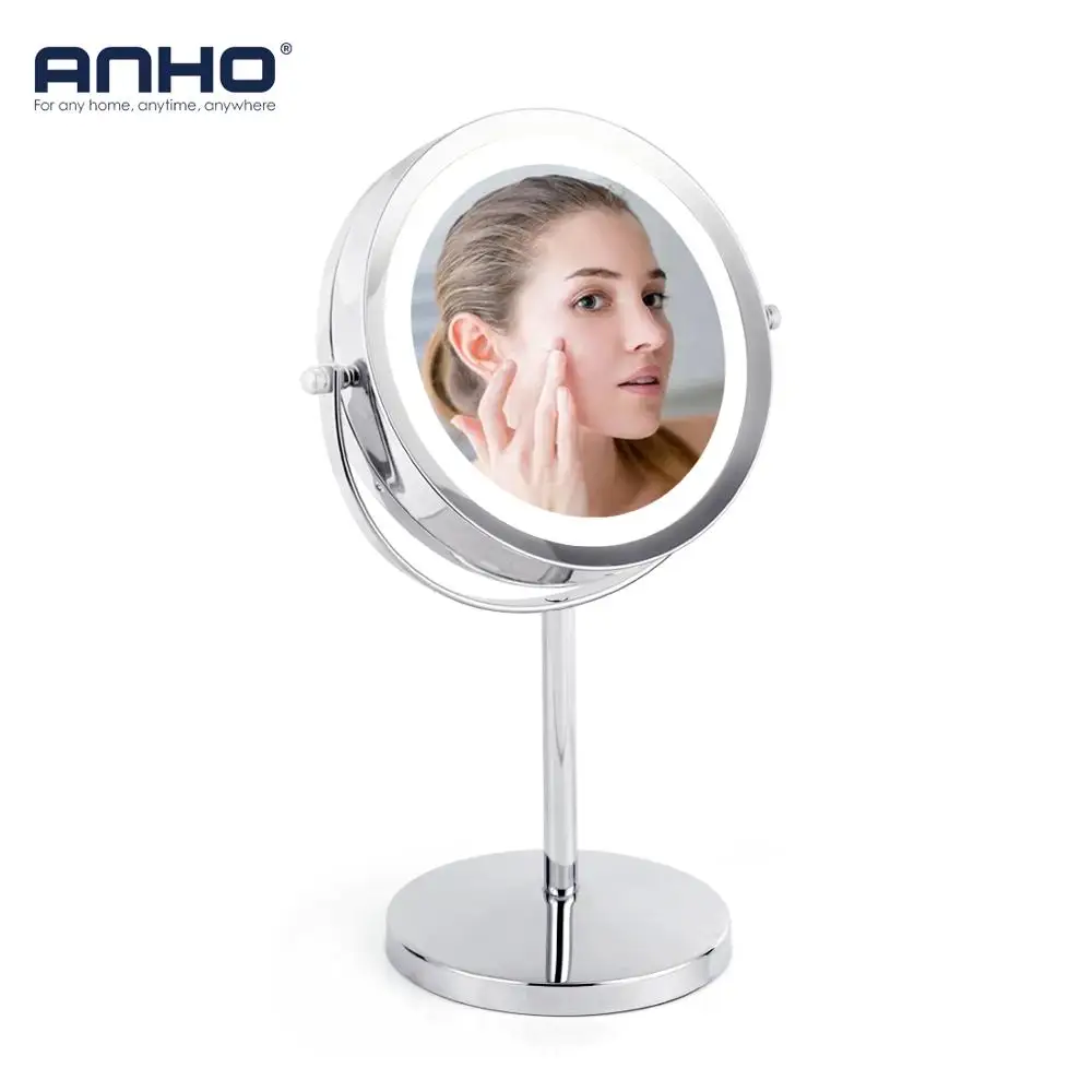 

LED Makeup Mirror 2 Face 3X Magnifying Touch Screen Lights Mirror Bathroom Make up Cosmetic Vanity 360 Rotating Mirror