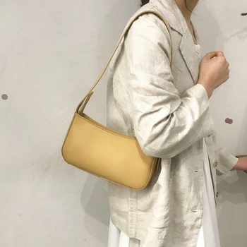

2020 spring new solid color simple fashion portable design wild handbag shoulder bag female hand bag