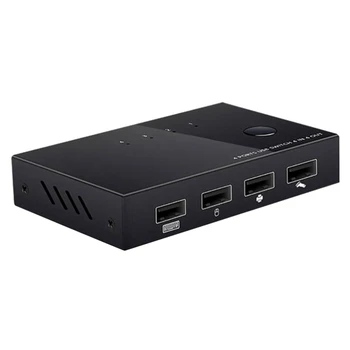 

USB Switch KVM Switch Box 4 in 4 OutUSB2.0 Switcher PC Sharing Splitter for Keyboard Mouse with 4 USB Cables