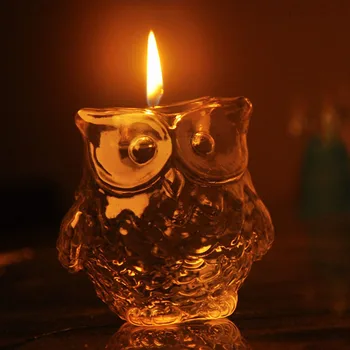 

European Style Glass Transparent Owl Candle Holder Candlelight Dinner Wedding Party Candle Lamp Home Decoration Ornaments