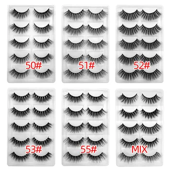 

3D Mink False Eyelashes 5-Pairs Natural Cross Thick Eyelash Volume Lashes Extension Makeup Tool Wholesale Lashes