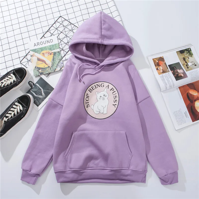 Purple-5 Женские толстовки Харадзюку,, больше размера, толстовка Харадзюку, пуловер с принтом, Повседневная Женская Осенняя зимняя толстовка, толстовки размера плюс - Цвет: Purple-5