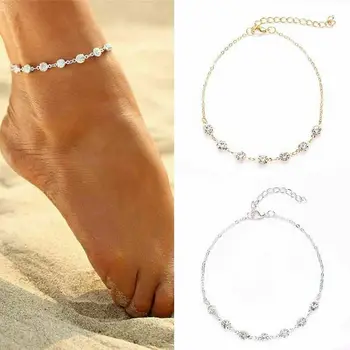 

Ladies Simple Anklet Bracelet Female Stainless Steel Summer Rhinestone Anklet Anklet Gift Anklets for Women Feet Jewelry