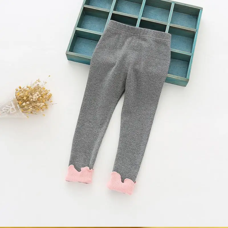 Леггинсы до голеностоп с цветочным принтом для маленьких девочек; Детские хлопковые теплые эластичные штаны