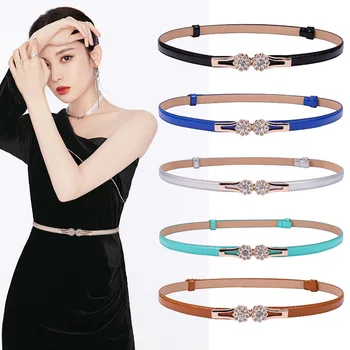 

12 kinds Candy color Women Belts Thin Adjustable Tightness Casual Ladies Waist Strap for Dress Black Waistband Party Accessories