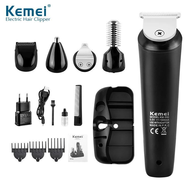 New Washable Kemei 6 in1 Rechargeable Hair Trimmer Titanium Hair Clipper Electric Shaver Beard Trimmer clipper trimer hair cut