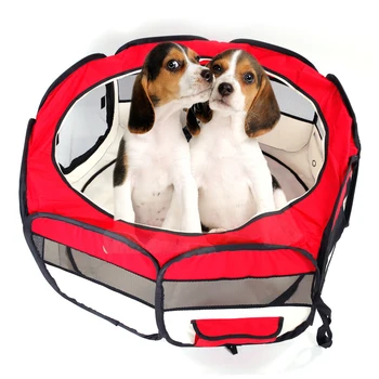 

Hot Sale Dog Fence 36" Portable 600D Oxford Cloth & Mesh Pet Playpen Outdoor Removable Mesh Folding Fence with Eight Panels