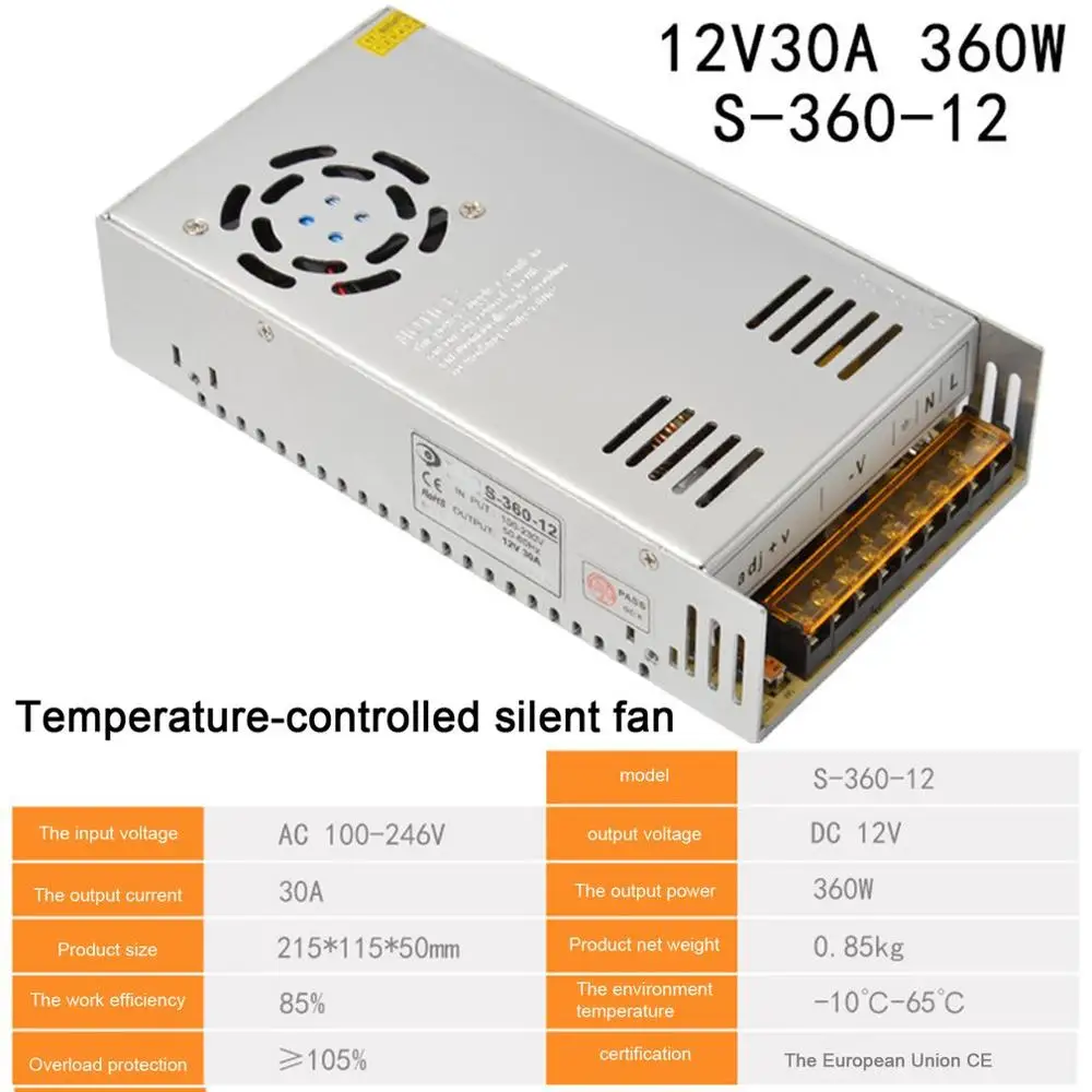 DC 12V 30A 360W Переключение Питание DC12V 6A 8.5A 10A 12.5A 15A 16.5A 20A 25A 30A 33A 40A 60A AC 220V постоянного тока 12 вольт для детей возрастом от 12 V Светодиодные ленты - Цвет: DC 12V 30A 360W