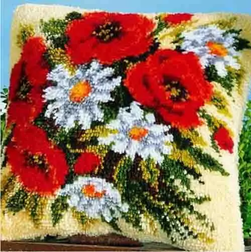 latch hook pillow carpet embroidery do it yourself cross stitch pillow Flowers Foamiran for crafts diy rugs home decoration - Цвет: Светло-серый