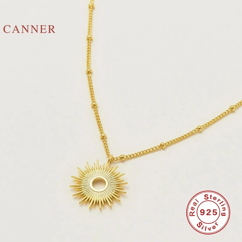 Женское Ожерелье CANNER Sun из настоящего серебра 925 пробы Очаровательная цепочка с