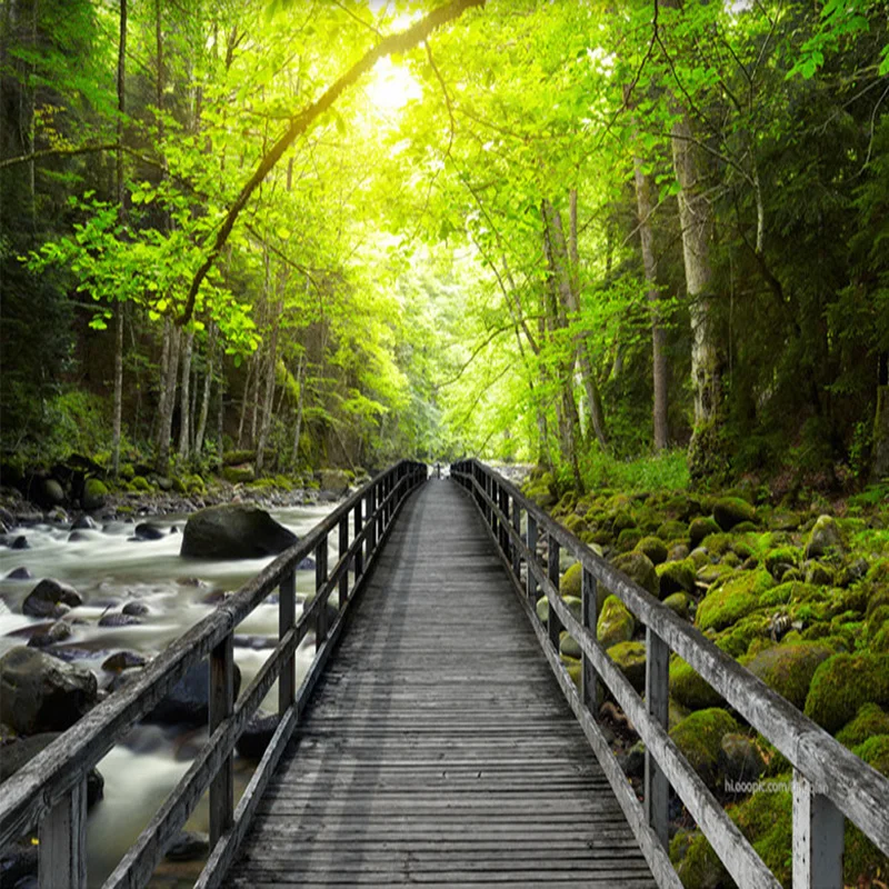 

Drop Shipping High Quality Custom Mural Wallpaper Photo Wooden Bridge Large Wall Painting Non-woven Fabric Wallpaper Home Decor
